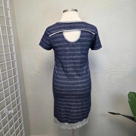 Mododoc Blue And Gray Striped Dress - Size Large - Picture 3 of 4